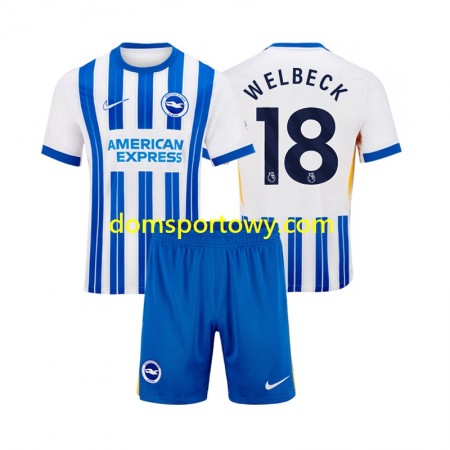 Koszulka Brighton Hove Albion WELBECK 18 Dziecięcy Domowe Koszulki Piłkarskie 2024-2025 Krótki Rękaw
